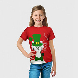 Футболка детская Лама - альпака в день Патрика, цвет: 3D-принт — фото 2