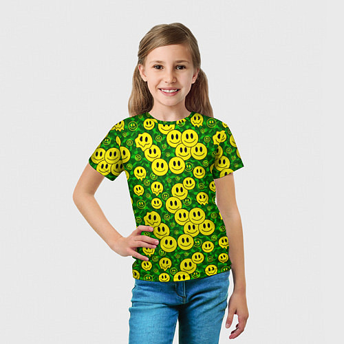 Детская футболка Камуфляжные смайлики / 3D-принт – фото 5