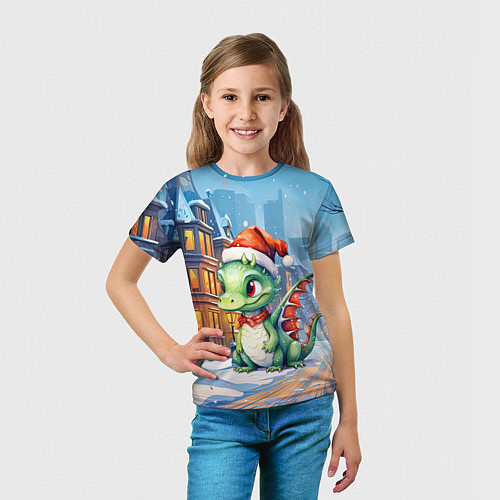 Детская футболка Дракон зимний холод / 3D-принт – фото 5