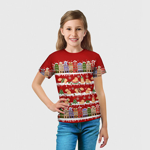 Детская футболка Капибара на Новый год / 3D-принт – фото 5