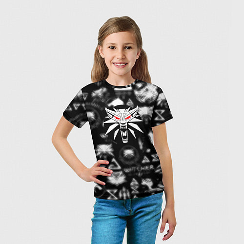 Детская футболка Ведьмак логотипы серые / 3D-принт – фото 5