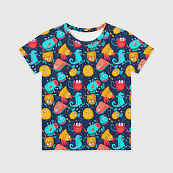 Футболка детская Мультяшные цветные монстрики, цвет: 3D-принт