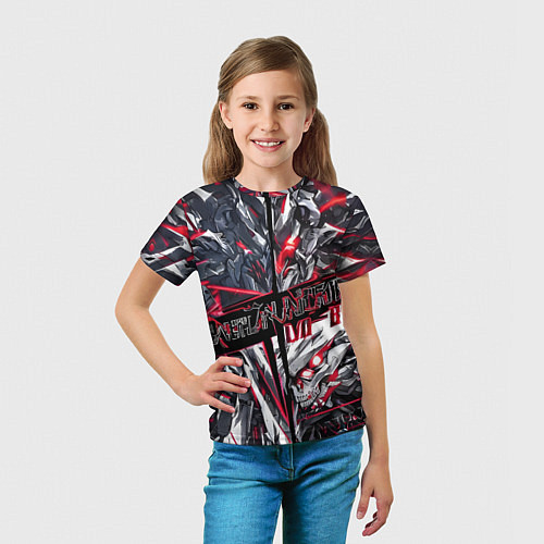 Детская футболка Киберпанк броня красная / 3D-принт – фото 5