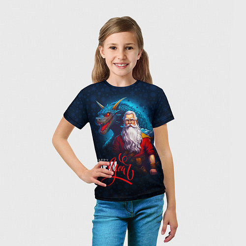 Детская футболка Санта Клаус и дракон / 3D-принт – фото 5