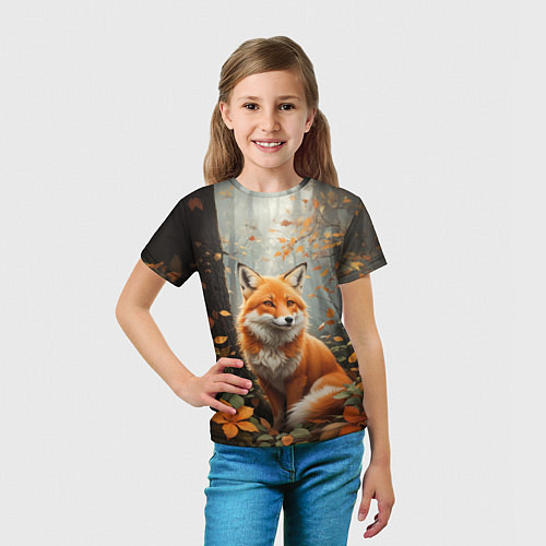 Детская футболка Лиса в осеннем лесу / 3D-принт – фото 5
