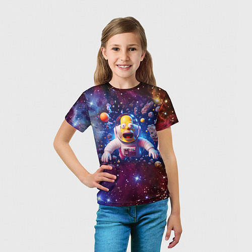 Детская футболка Homer Simpson in space - ai art / 3D-принт – фото 5