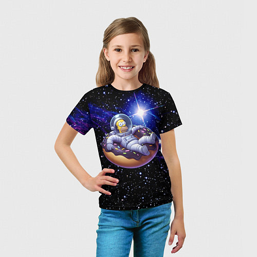 Детская футболка Космонавт Гомер Симпсон на пончике - нейросеть / 3D-принт – фото 5