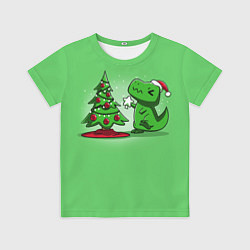 Футболка детская Новогодняя проблема тираннозавра рекса, цвет: 3D-принт