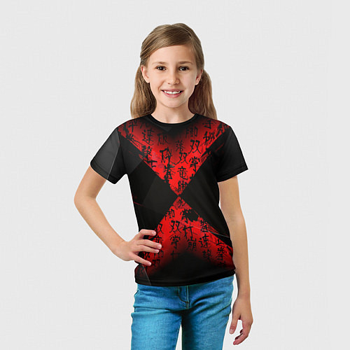 Детская футболка Иероглифы и текстуры / 3D-принт – фото 5