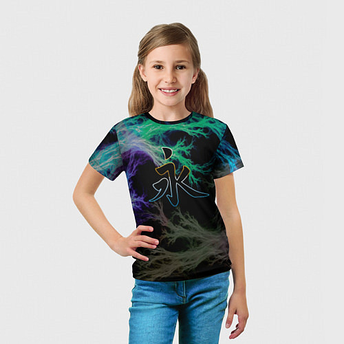 Детская футболка Неоновый иероглиф / 3D-принт – фото 5