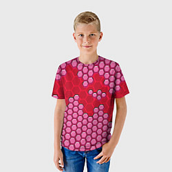 Футболка детская Красная энерго-броня из шестиугольников, цвет: 3D-принт — фото 2