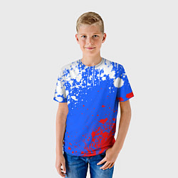 Футболка детская Флаг России - брызги, цвет: 3D-принт — фото 2