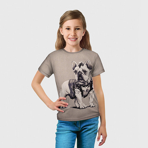 Детская футболка Французский бульдог с ирокезом анархист / 3D-принт – фото 5