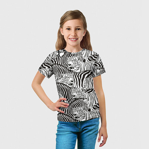 Детская футболка Зебры и тигры / 3D-принт – фото 5
