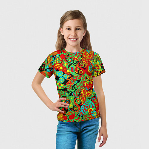 Детская футболка Индийский этнический орнамент пейсли / 3D-принт – фото 5