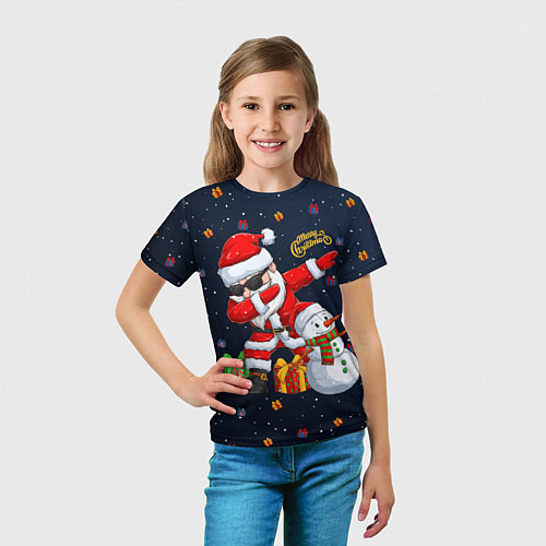 Детская футболка Санта Клаус и снеговик / 3D-принт – фото 5