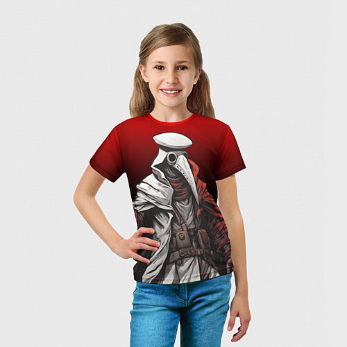 Детская футболка Чумной доктор и чёрно-красный градиент / 3D-принт – фото 5