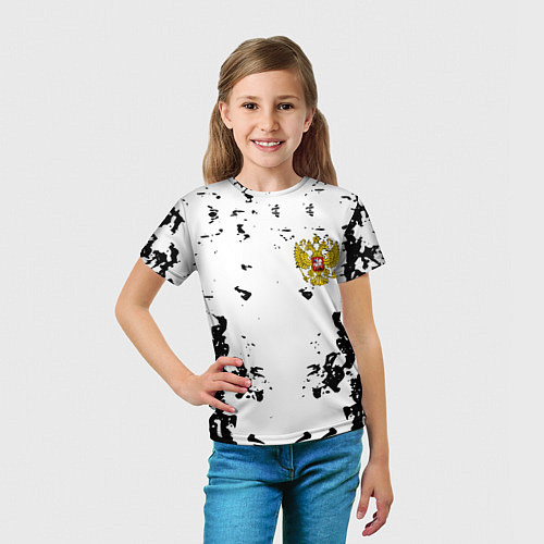 Детская футболка Герб РФ краски черные / 3D-принт – фото 5
