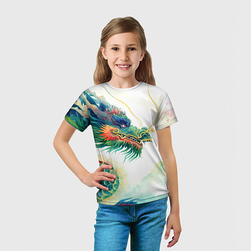 Детская футболка Japanese dragon - watercolor art / 3D-принт – фото 5