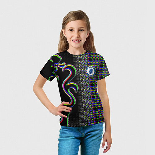 Детская футболка Chelsea fc glitch / 3D-принт – фото 5