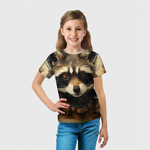Детская футболка Енот в стиле диаграмм Давинчи / 3D-принт – фото 5