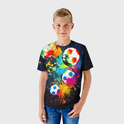 Футболка детская Разноцветные футбольные мячи, цвет: 3D-принт — фото 2