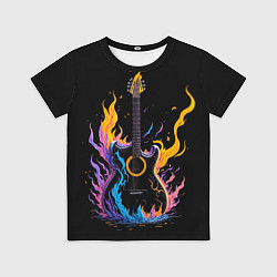 Футболка детская Гитара в неоновом огне, цвет: 3D-принт