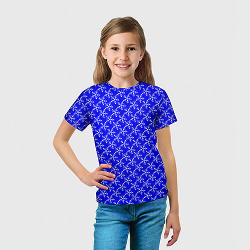 Детская футболка Паттерн снежинки синий / 3D-принт – фото 5