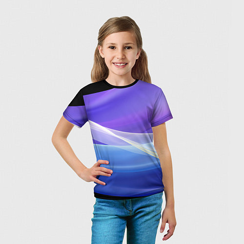 Детская футболка Фиолетовая и голубая абстракция / 3D-принт – фото 5