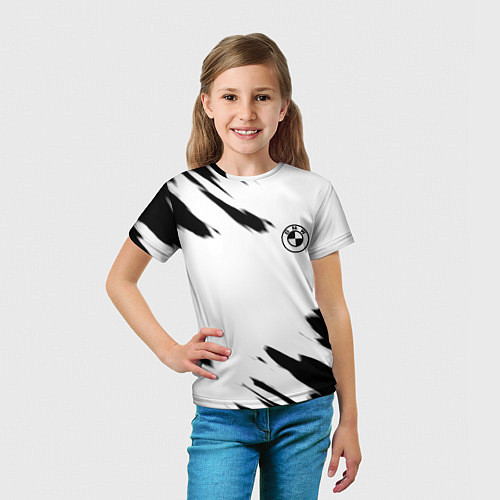 Детская футболка BMW чёрные краски абстракция / 3D-принт – фото 5