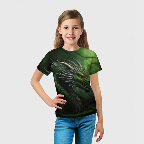 Детская футболка Зеленый дракон символ 2024 / 3D-принт – фото 5
