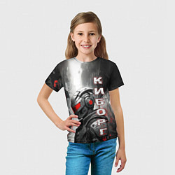 Футболка детская Киборг с красным забралом, цвет: 3D-принт — фото 2
