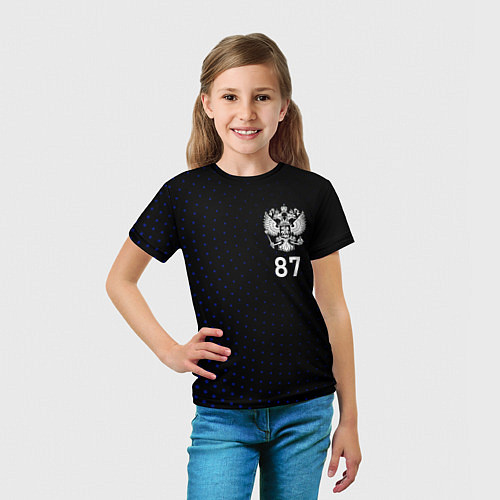 Детская футболка Республика Коми - синие крапинки / 3D-принт – фото 5