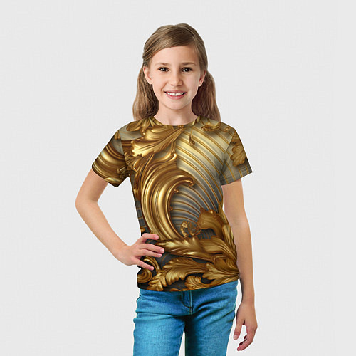 Детская футболка Золотая текстура и абстракции / 3D-принт – фото 5