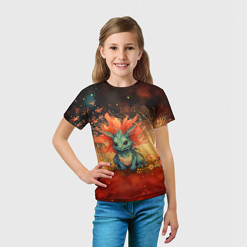 Детская футболка Дракон на фоне салютов / 3D-принт – фото 5