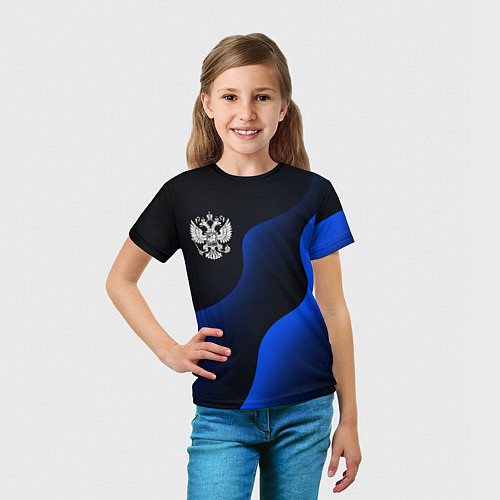 Детская футболка Герб РФ - глубокий синий / 3D-принт – фото 5