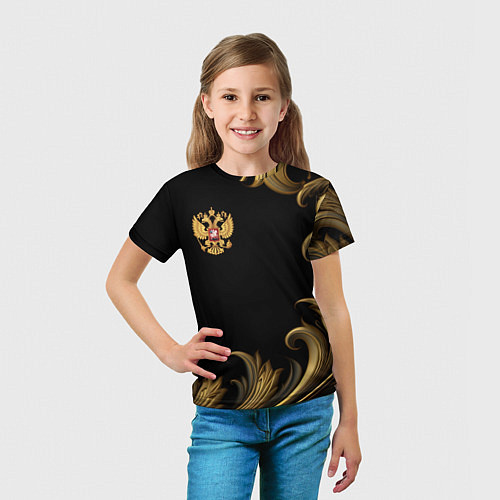 Детская футболка Герб России и золотистый узор / 3D-принт – фото 5