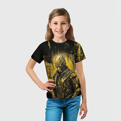 Детская футболка Киборг в желтом цвете / 3D-принт – фото 5