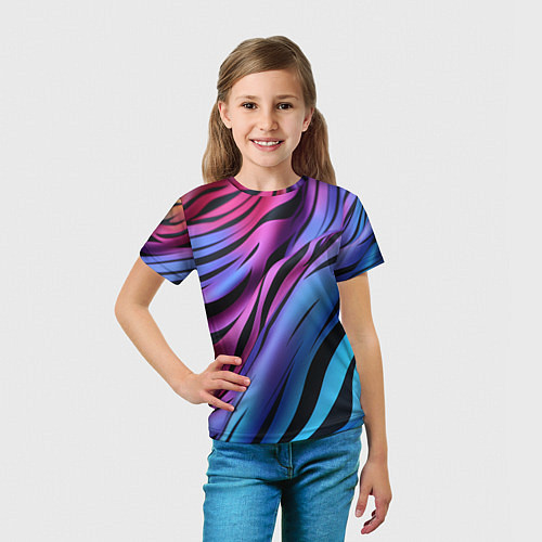 Детская футболка Линия неонового цвета / 3D-принт – фото 5