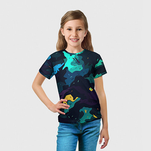 Детская футболка Акватический камуфляж / 3D-принт – фото 5