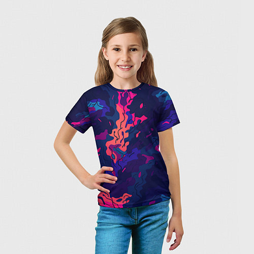 Детская футболка Яркая абстракция в стиле камуфляжа / 3D-принт – фото 5