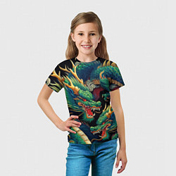 Футболка детская Два Японских дракона - ирезуми, цвет: 3D-принт — фото 2