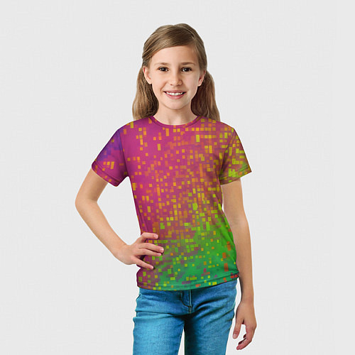 Детская футболка Разноцветные пиксели / 3D-принт – фото 5
