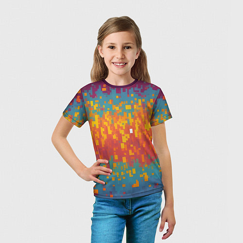 Детская футболка Разноцветные пиксели / 3D-принт – фото 5