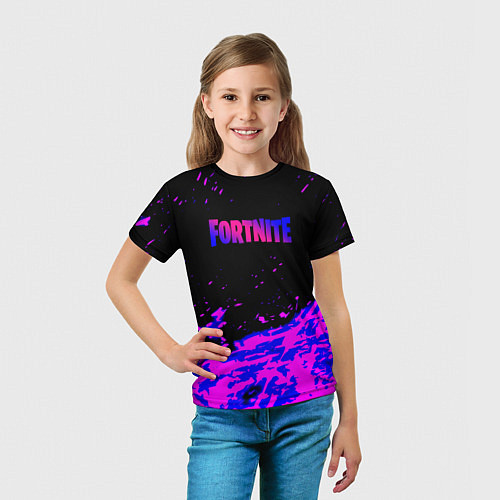 Детская футболка Fortnite neon logo steel / 3D-принт – фото 5
