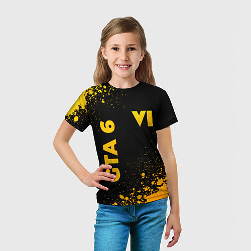 Детская футболка GTA 6 - gold gradient вертикально / 3D-принт – фото 5