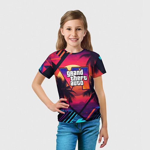 Детская футболка GTA 6 аbstract logo / 3D-принт – фото 5