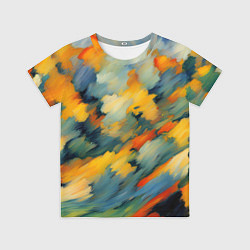 Футболка детская Жёлтые и синие мазки, цвет: 3D-принт
