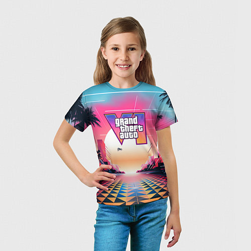 Детская футболка GTA 6 retro abstract logo / 3D-принт – фото 5