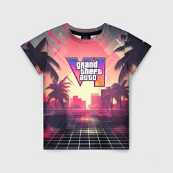 Футболка детская GTA 6 retro abstract logo, цвет: 3D-принт